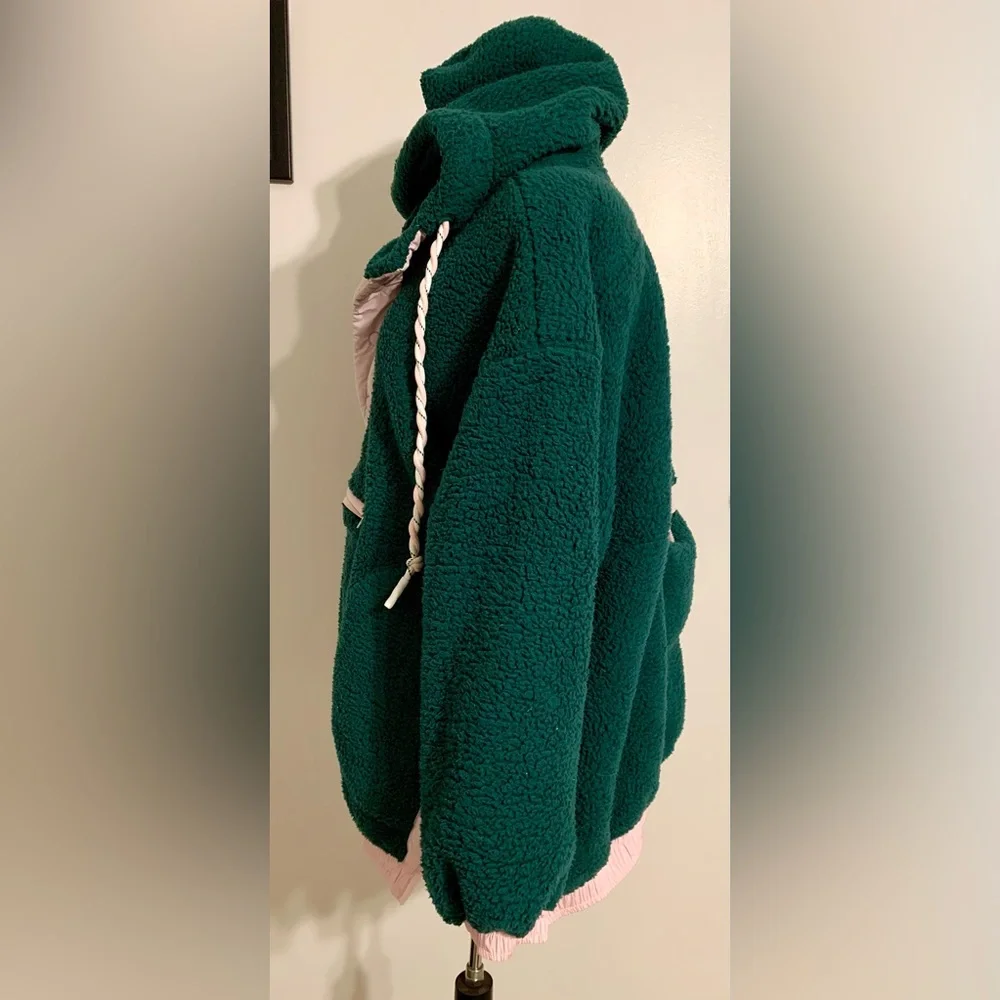 Sherpa oversized hoodie jacket frostbite fleece pullover 1/4 zip button up - Picture 13 of 16